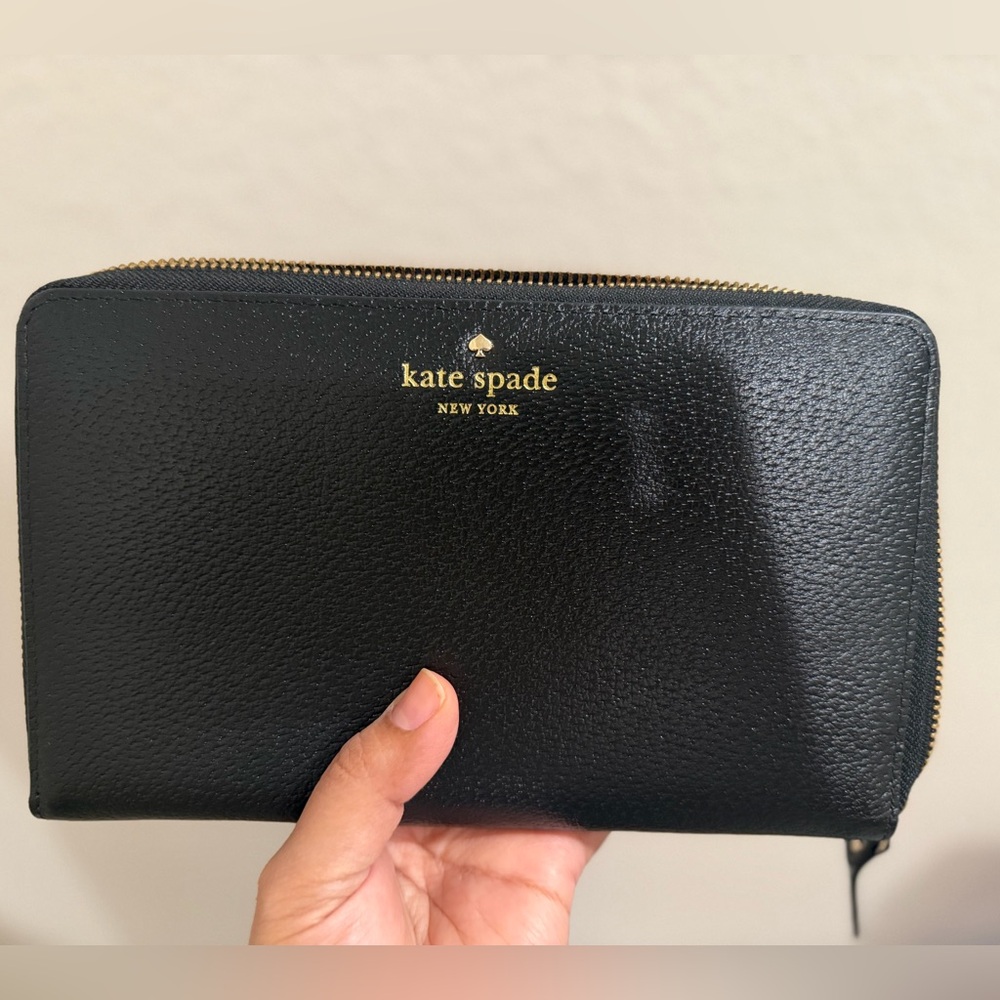 Large Kate Spade Black Zip-Around Wallet